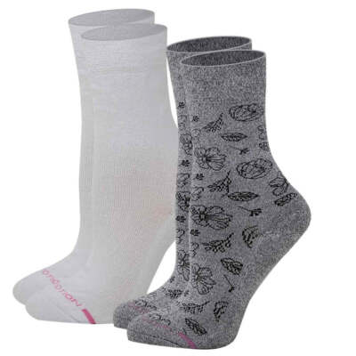 Dr Motion Womens Comfort Non-Binding Half-Cushion Crew Diabetic Socks (2 pairs)-image