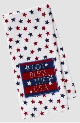 NWT God Bless The USA Tea Towel 100% Cotton Quality Dish Towel -image