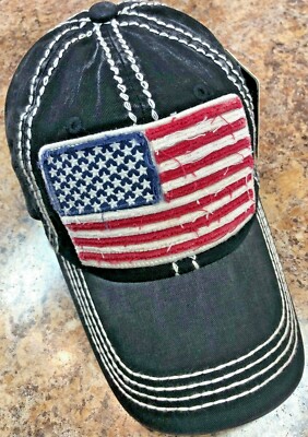 VINTAGE HAT [KBETHOS] Baseball Cap [Over-sized American Flag] 4th July [New Item-image