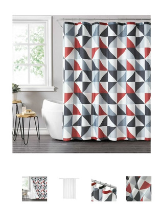 Mainstays 14pc Fabric Shower Curtain Set, with Hooks and Liner, 72 x 72-image