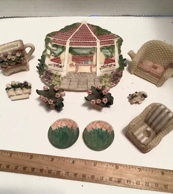 Adorable!  Vintage 1996 miniature spring garden design  tea set… 10 pcs-image