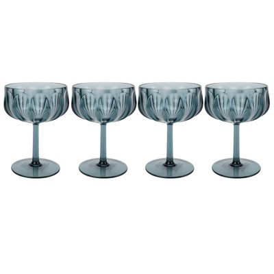 Better Homes & Gardens 4-Piece 13-Ounce Tritan Plastic Coupe Glass Set, Blue-image