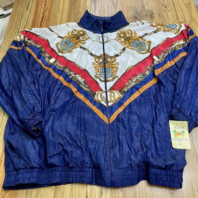 Vintage South Harbour Active Wear Sz 3xl Color Block Wind Breaker Jacket Zip NWT-image