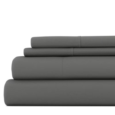 4-Piece Gray Solid Microfiber 300 Thread Count Queen Sheet Set-image