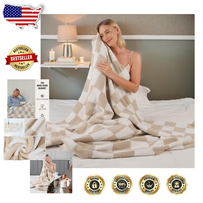 Lightweight Checkered Throw Blanket in Soft Microfiber – 60x70, Machine Washable-image