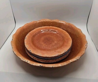 Pier 1 Imports  6 Luncheon & Serving Bowl Carmelo Design 100% Melamine Plates -image