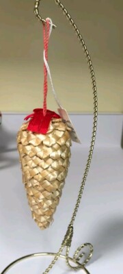 Woven Straw Ornament Pinecone Vintage Handmade Pier 1 Imports 4