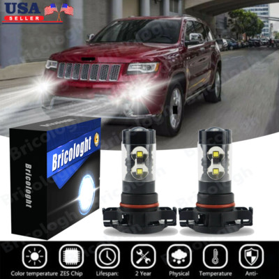 2x LED Fog Light Bulbs Lamp For Jeep Grand Cherokee 2011-2012 White 6000K 100W-image