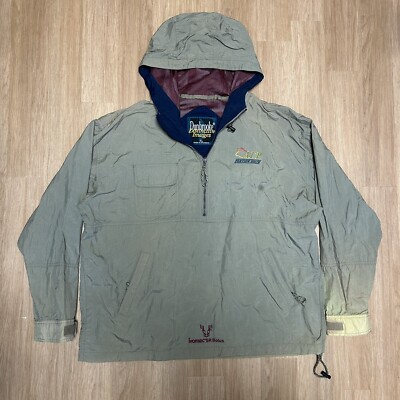 Vintage Dunbrooke Wind Breaker Men’s XL Tan Hooded Full Zip Embroidered Cattle-image