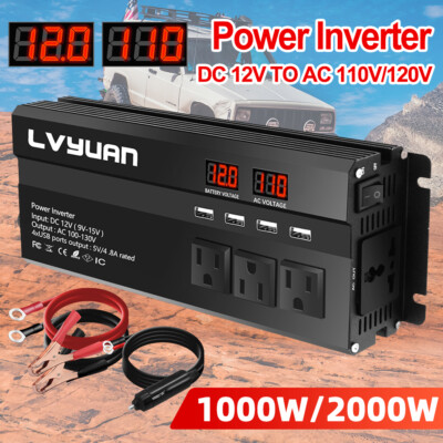 1000w 2000w Power Inverter 12v To 110v 120v Converter For Boat Car Camping-image