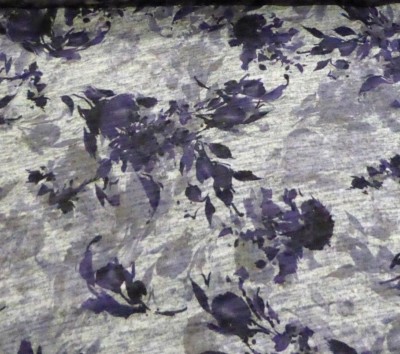 Soft Gray Cozy Knit with Purple Leafy Print - Comfortable, Perfect for Tees!-image