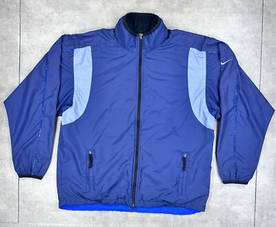 vintage 90s nike orange tag track jacket windbreaker mens L blue vented active-image