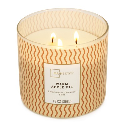 3 Pack，Mainstays 3-Wick Textured Wrap Warm Apple Pie, 13-Ounce-image