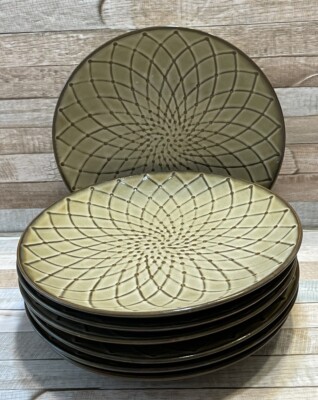 7 PIER 1 IMPORTS Stoneware REACTIVE TAN BROWN Salad Plate 8 1/2