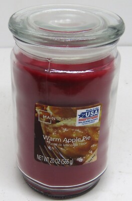 New Mainstays large 20 Ounce glass Jar Candle w /lid Warm Apple Pie Scent 🔥-image