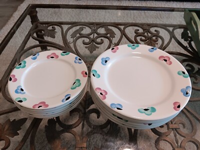 Set of 10 Pier 1 Dinner & Salad ~ Dessert Plates Pastel Flowers Italian -image