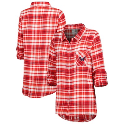 Women's Concepts Sport Red Washington Capitals Mainstay Flannel Full-Button Long-image
