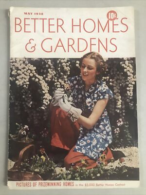 Better Homes & Gardens Magazine May 1938 Prize Winning Homes Vintage Ads Decor-image