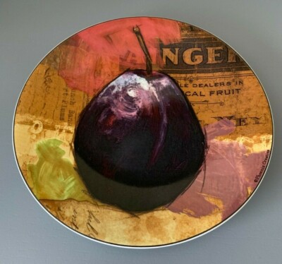 NWT~Pier 1 Imports Plum Plate “Fruit Crate” Salad/Desert/Cheese Stoneware~8 1/2