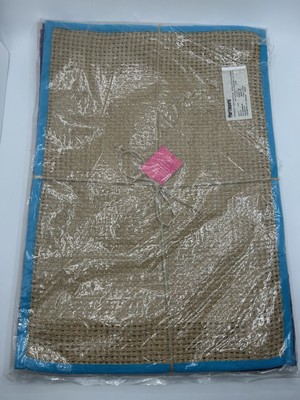 Set of 4 Pier 1 Imports Placemats Jute Cotton 14 x 20 Rectangular Bright Border-image