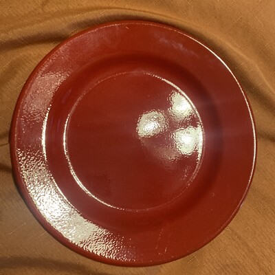 Pier 1 RED Earthenware Dinner Plate Spain 10 5/8” A2-image