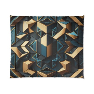 King Size Comforter Home Decor Futuristic Geometric Pattern Bold Modern Sleek-image