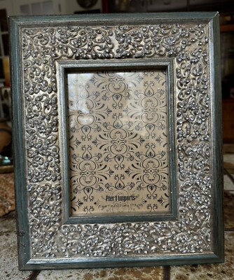 Pier 1 Imports  5”x 7” Wood Photo Frame With Rhinestones Bling Design-image