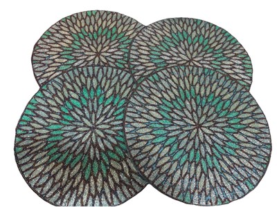 4 Pier 1 Beaded Peacock Teal Blue Green Glass Beads 15