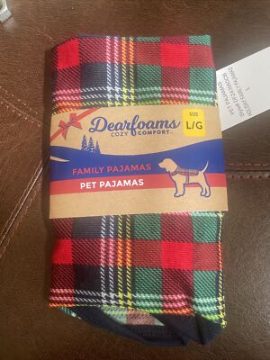 New Dog Christmas Dearfoams cozy comfort Plaid Pet Pajamas size L- Retail $11.66-image