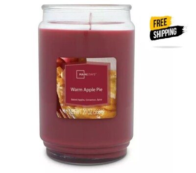 Mainstays Warm Apple Pie Scented Single-Wick Large Glass Jar Candle, 20 oz-image