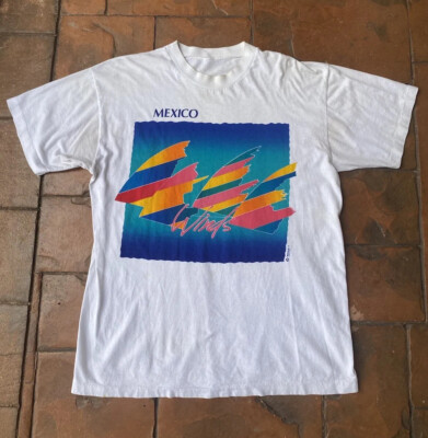 Vintage 90s Mexico Winds Art Tourist Single Stitch 50/50 T-Shirt XL-image