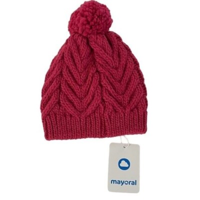 Mayoral Girl’s Raspberry Pink Wool Hat Size 8 NWT-image