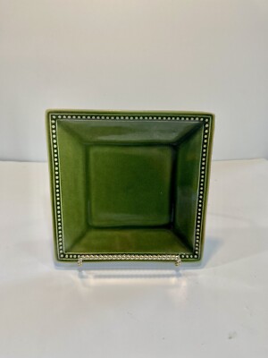 Pier 1 Spice Route Clove Green Beaded Square Salad/Dessert Plate 8