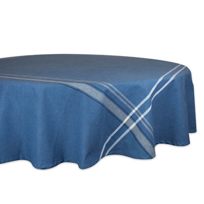 DII Blue French Chambray Tablecloth 70 Round, 100% Cotton-image
