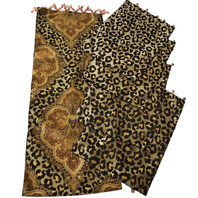 PIER 1 IMPORTS Leo Lion Jacquard Placemats Set Of 4 + Table Runner GREAT conditi-image