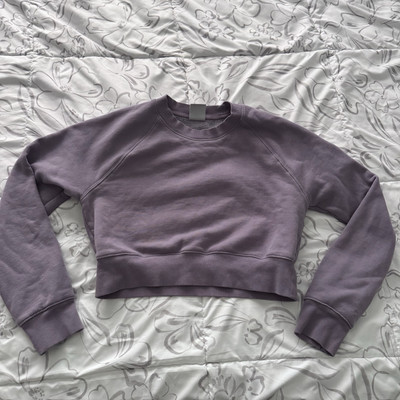 TNA Cozy Perfect Fleece Purple Cropped Sweatshirt Size S Cozy Comfort Loungewear-image