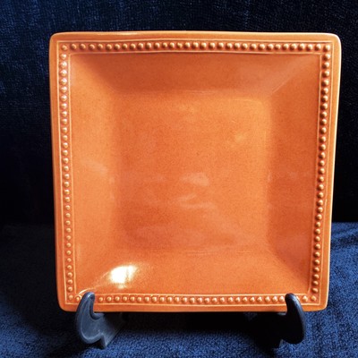 Pier 1 Spice Route Nutmeg Square Salad Plate Set 4 Discontinued Beaded Rim 8 3/8-image