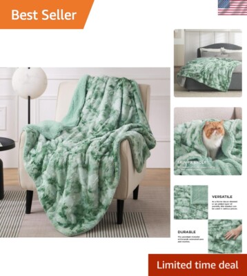 Soft Luxurious Twin Sherpa Blanket - Fuzzy Faux Fur Tie Dye 60x80, Pet-Friendly-image