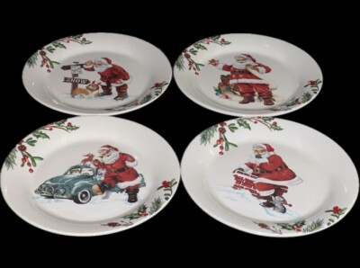 Pier 1 Winter Wonders Wonderland  Santa Salad Plate 8 7/8” Set of 4 NEW-image