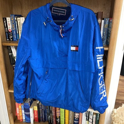 Vintage 90s Men’s Tommy Hilfiger Windbreaker Colorblock Hooded Jacket Size Xl-image