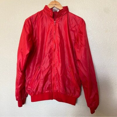 Vintage Desert Palm sportswear windbreaker jacket red packable hood medium-image