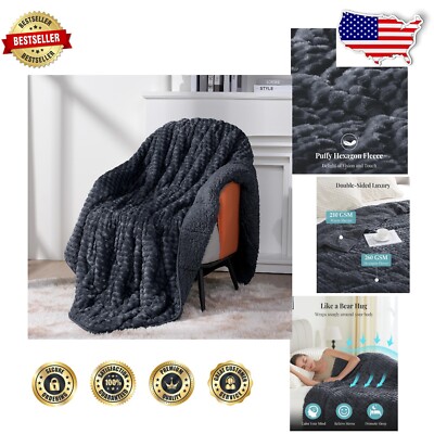 Thick and Cozy 15lbs Weighted Blanket for Sleeping - 48x72 inches, Dark Grey-image
