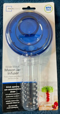 Wide Mouth Mason Jar Infuser Lid, Wide Mouth, with Opening for Straw BLUE-image