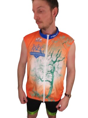 Vintage Made In USA Nature Tree Sleeveless Cycling Bike Jersey Wind Vest Mens XL-image