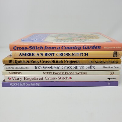 Lot of 7 Cross-Stitch Books - Engelbreit, Easy, Better Homes & Gardens, Gifts-image