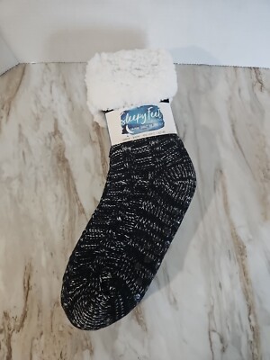 Britt's Knits Sleepy Feet Womens Beyond Soft Chenille Black Slipper Socks-image