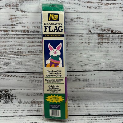 Vintage In The Wind Easter Bunny Garden Decorative Flag 1996 Large 28x40 NEW-image
