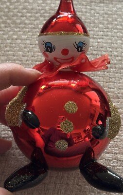 Vtg 2001 Pier1 Imports Hand Blown Glass Clown Ornament Artist Sign & Date Italy￼-image