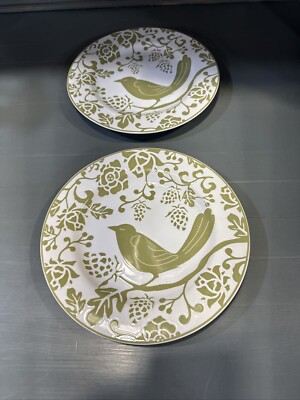 Set (2) Pier 1 Green Bird 8-1/2