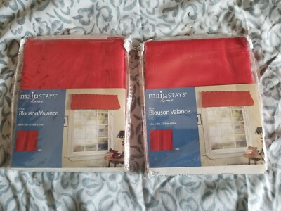 Two Mainstays Home Blouson Valance Red-image